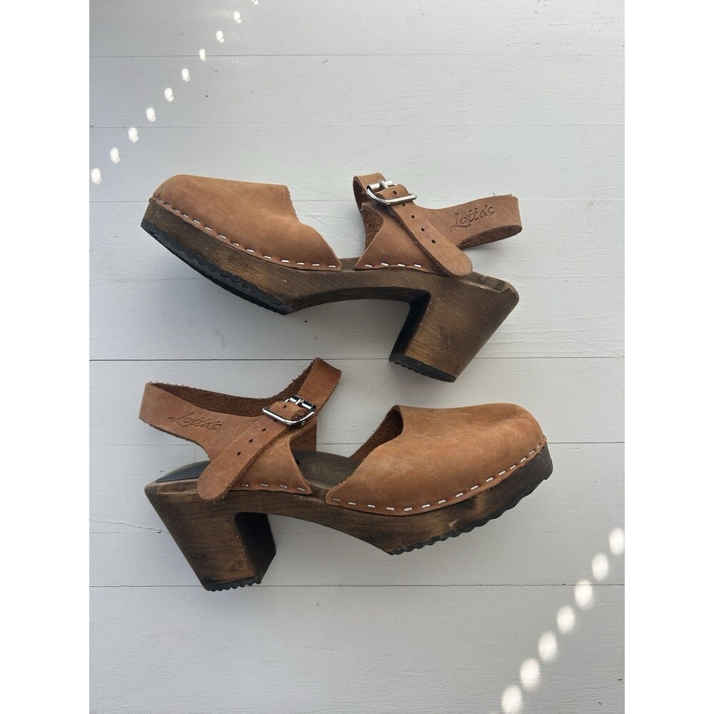 Lotta From Stockholm Swedish Clogs Tan Nubuck Leather Mules - Size 37
